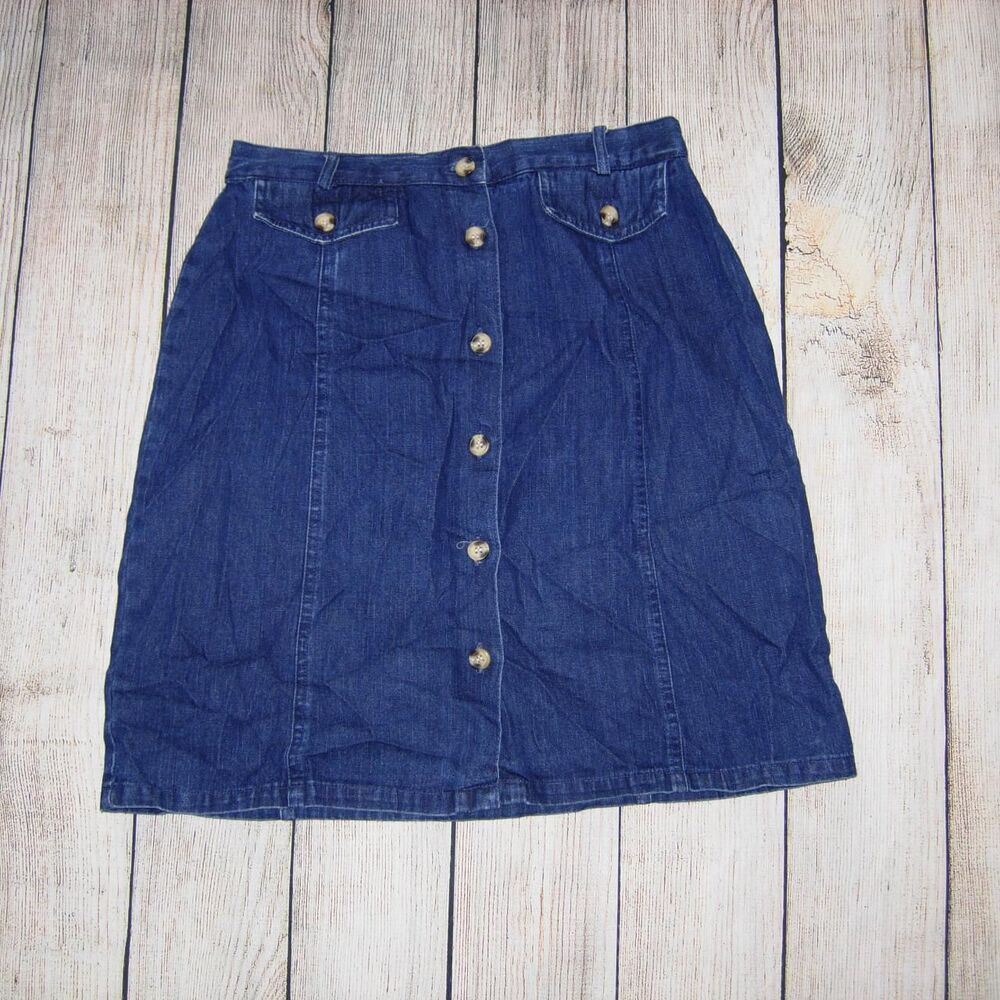 White Stag Button Front Denim Mini Skirt 6